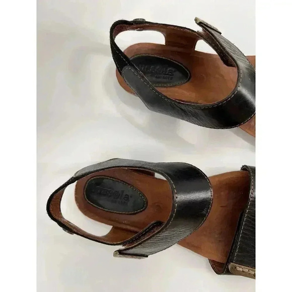 Bussola Black Maynila Flat Adjustable Sandals Leather Women's EU 39 US 8 EUC - Picture 5 of 12